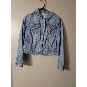 JC Penny Blue 100% Cotton Denim Button Up Trucker Jacket No Size Tag